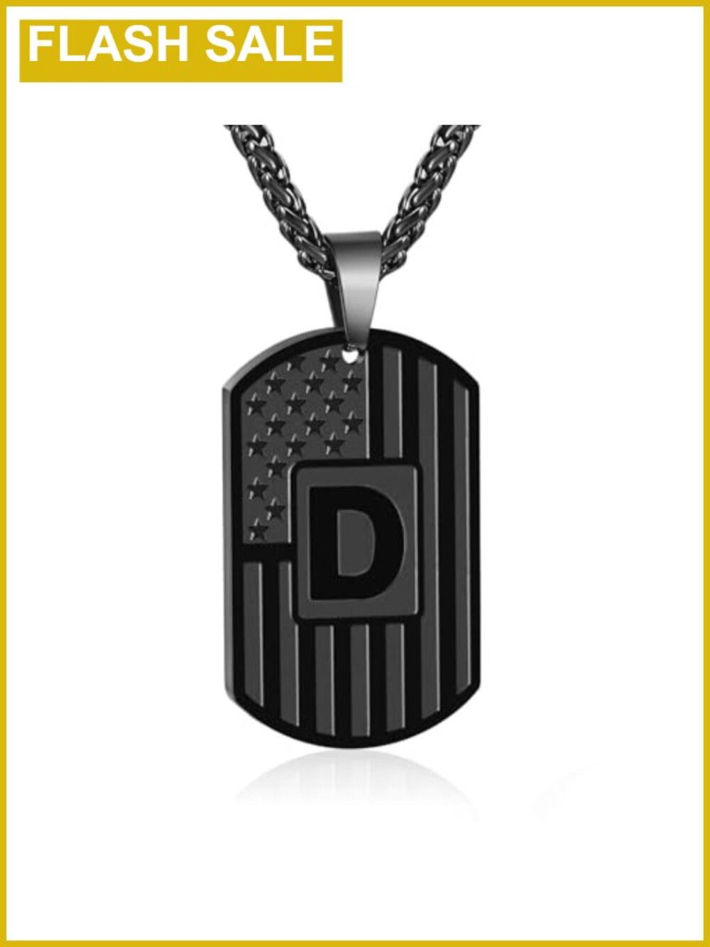Stainless Steel Flag Letter Dog Tag Necklace 24in Men's Jewelry Gift